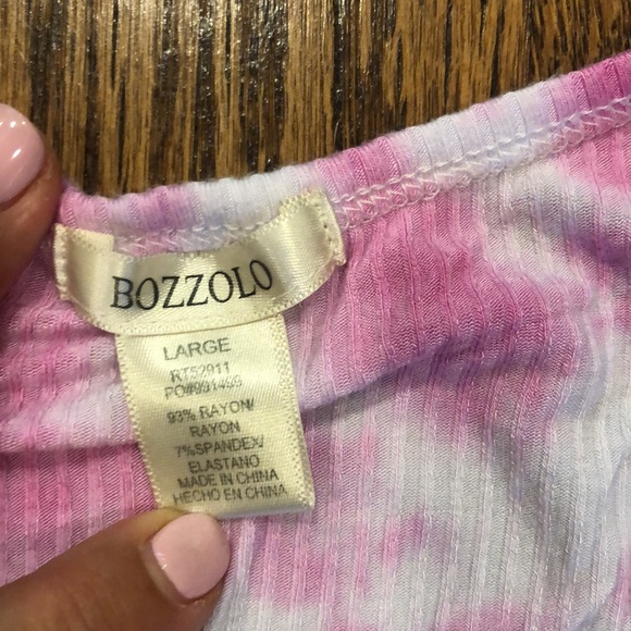 Bozzolo pink tie-dye cropped tank top v-neck size L juniors - Picture 2 of 3